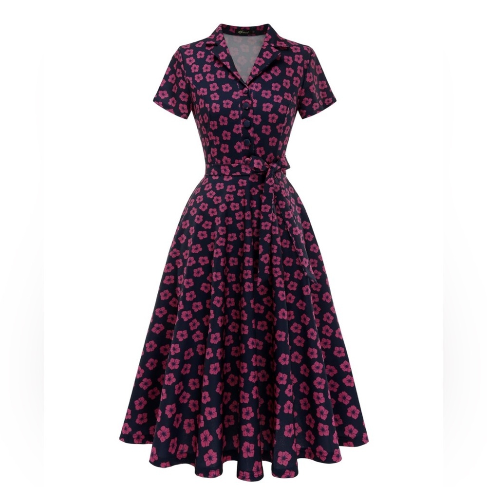 Women's Vintage Tea Dress, Short Sleeve Dress